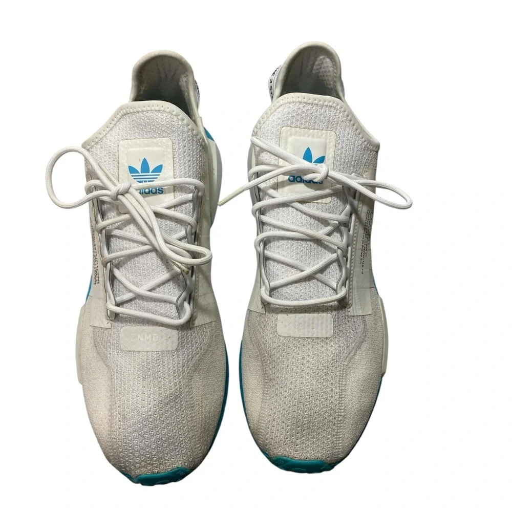 Adidas Men’s NMD R1 V2 Casual Sneakers White Solar Blue 13 Breathable Mesh Upper